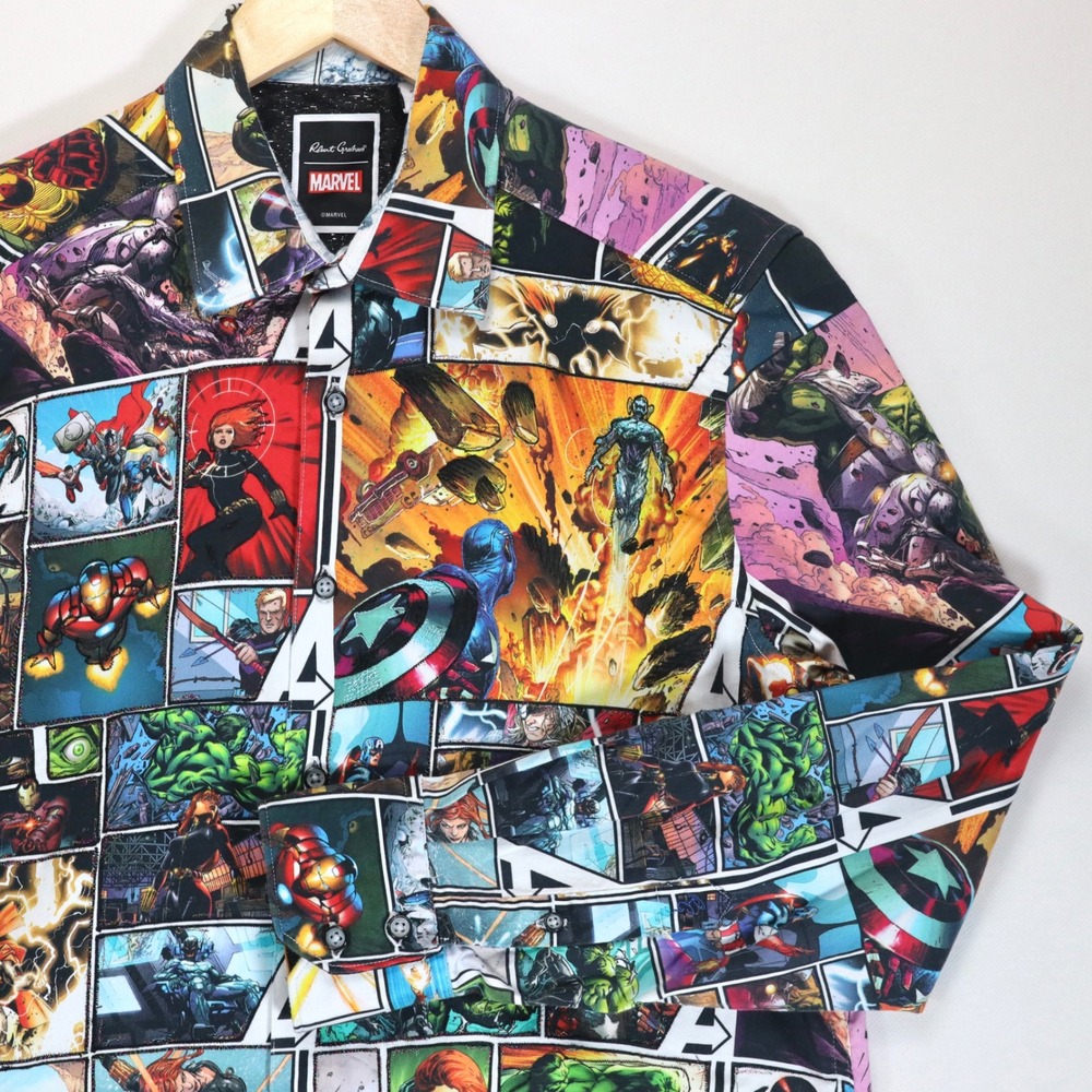 Robert Graham Marvel Avengers Shirt Mens Large L Comic Print Limited Edition LS